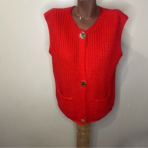 Women's Red Knit Sweater Vest